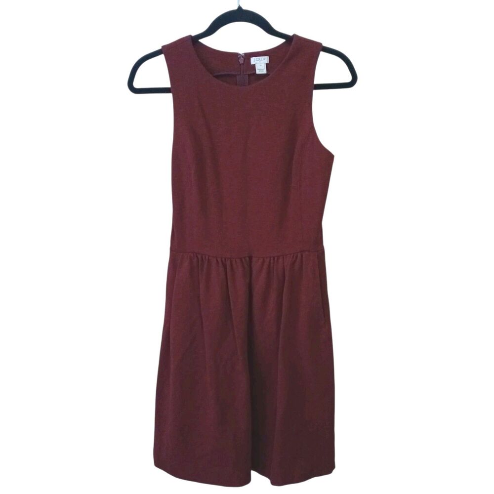 J Crew Dress Womens XS Red Knit Sleeveless A-Line Pockets Stretch Casual Career